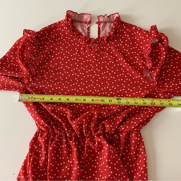 Tiered ruffle dress red with white hearts size medium - Picture 7 of 9